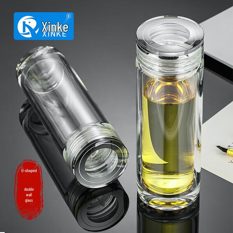 Xinke U-shaped Double Wall Glass Tea Infuser Bottle