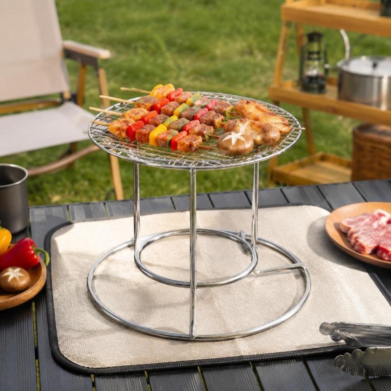 Whole Chicken Roasting Rack with Vertical Center Support and Open Wire Frame for Camping Cookouts, Backyard Barbecues, and Gatherings