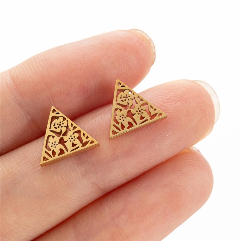 Punk Geometric Volleyball Earings Women Tiny Stainless Steel Heart Feather Triangle Umbrella Stud Earrings Pendiente Hombre