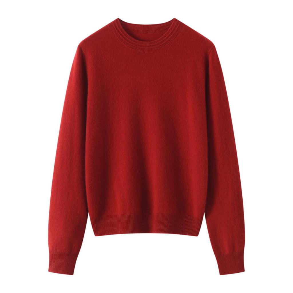 Lekasha Women's 100% Cashmere Puff Sleeve Round Neck Knit Base Layer