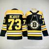 Maglia da Hockey Autentica Stile Boston Bruins 73 Mavoy da Uomo Nera Bianca Gialla a Strisce Abbigliamento per Tifosi