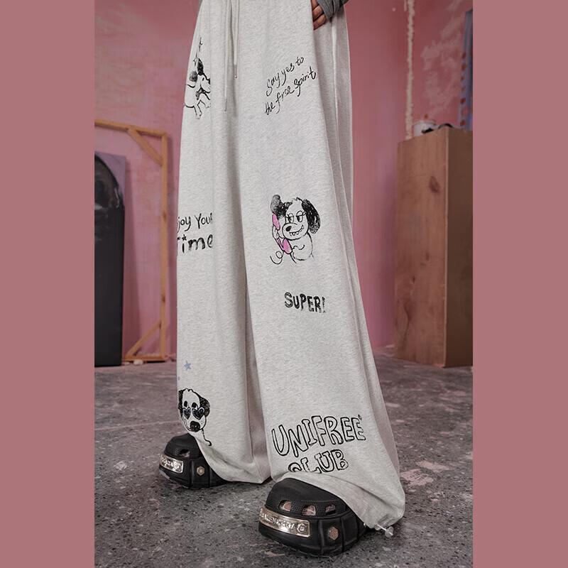 UNIFREE Dog Graffiti Relaxed Sweatpants L