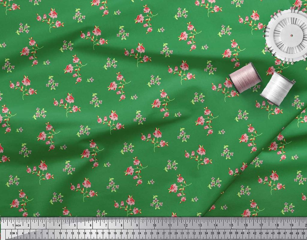 Soimoi Japonská krepdešínová saténová látka Listy a květinový umělecký potisk Šicí látka metr 42 palců