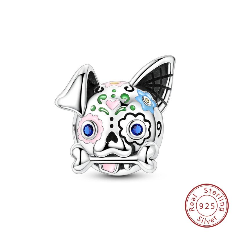 Halloween Charm Bead Pendant Copper Pumpkin Witch Doll Skeleton Mummy Candy Charm Fit Original Bracelet Diy Jewelry