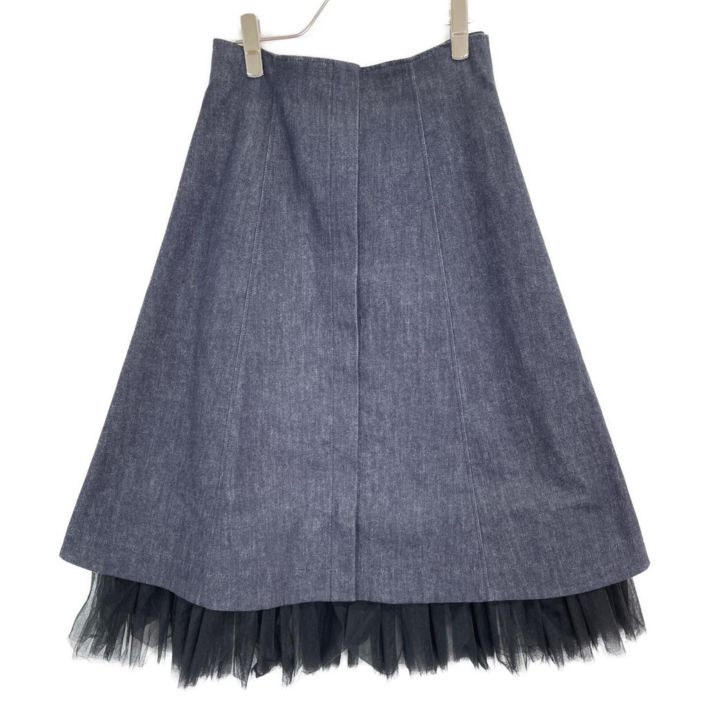 FOXEY NEW YORK 43289 23 Indigo Tulle Layered Denim Flare Skirt skirt 40 IndigoUsed