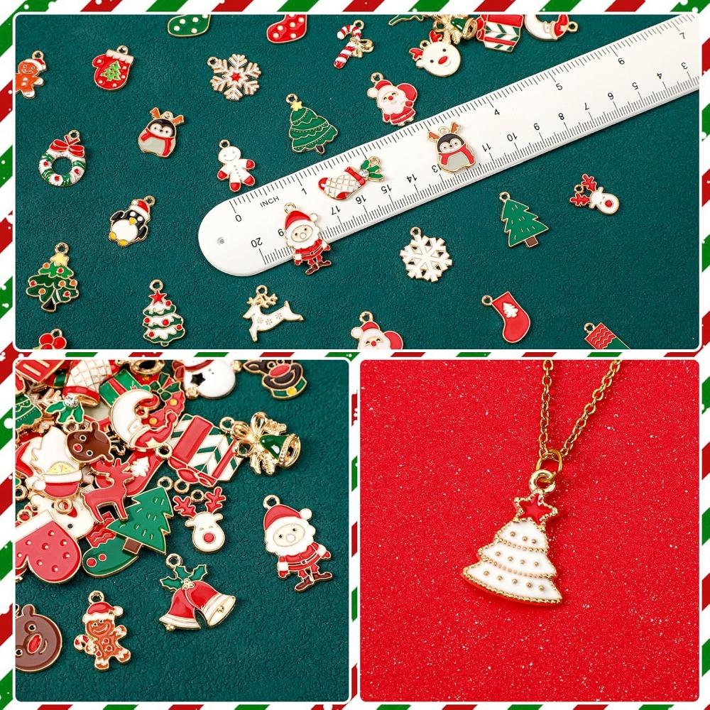 10/30/60 PCS Christmas Charms for Jewelry Making  Assorted Gold Enamel Xmas Charm Pendants DIY