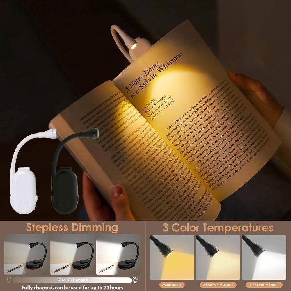 Rechargeable LED Book Light Dimmable Clip Light Portable Eye-care Light Book Reading