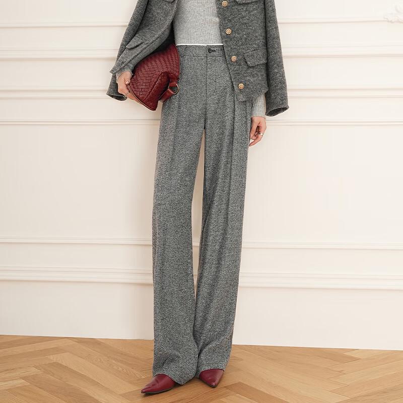Women's Autumn/Winter Pleated Wide-Leg Suit Trousers