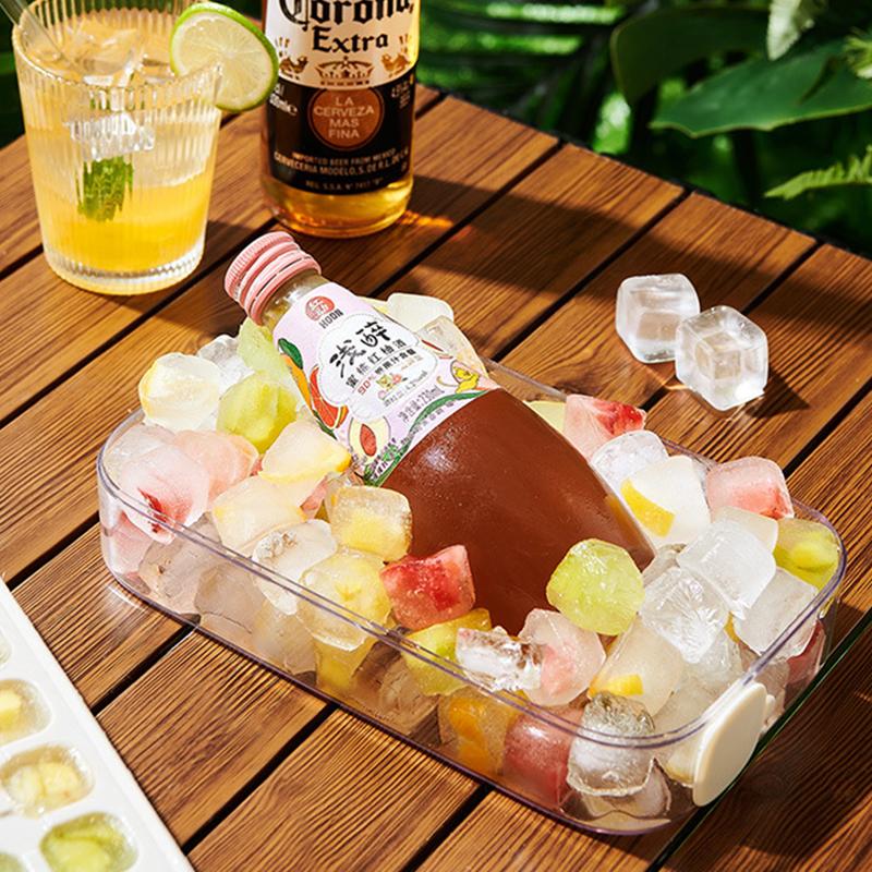 Silicone Ice Cube Tray With One Press Release Lid And Container Stackable Ice Mold For Freezer Summer Beverage Accessories