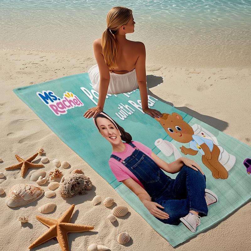 Proof Beach Towel with a Ms. Rachel Pattern - Soft,absorbent,quick-drying,machine Washable - Perfect for Swimming,camping,bathing