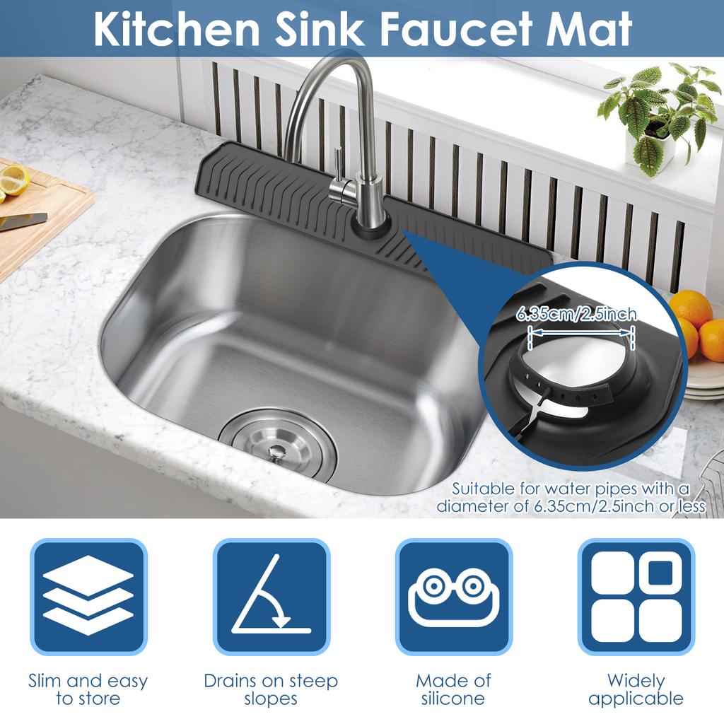 Kitchen Long Silicone Sink Faucet Mat Splash Guard Bathroom Absorbent Sink Splash Pad Countertop Protectors Mat Kitchen Gadgets