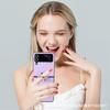 Applicable To Samsung Z Flip5 Folding Ring Buckle Mobile Phone Case, Japanese and Korean Diamond Leather Case, Zflip4 Back Cover Protective Case.