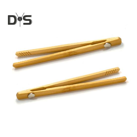 1/2 Stück Bambus-Toasterzange, magnetische Servierzange zum Kochen, Mini-Anti-Rutsch-Bambus-Utensilien für Speck, Brot, Salat