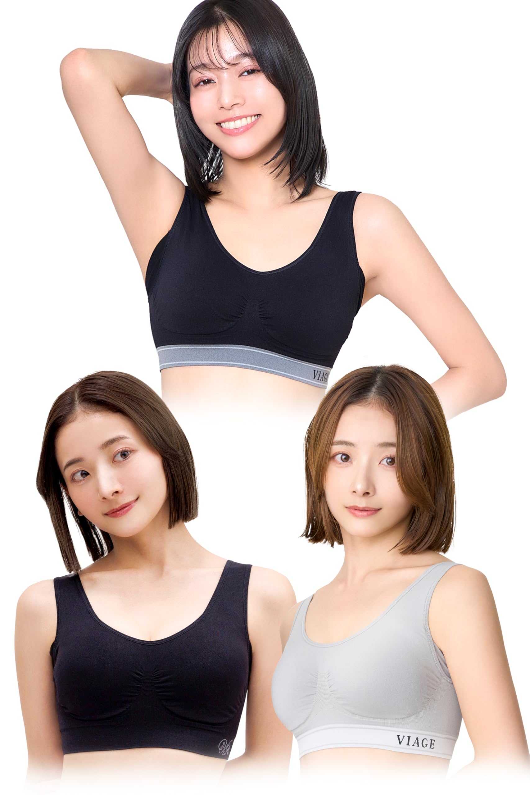 

Viage Beauty Up Night set 6 размеров высокая подмышечная спина компрессия без стеснения [VIAGE] Бюстгальтер, 3 штуки (Черный/Черный Серый/Холодный серый, M-L) доступный,