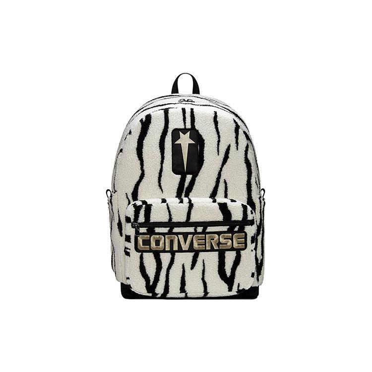 Converse Men's X Drkshdw Collaboration Embroidered Logo Zebra Print Large Capacity Zipper Closure Polyester Backpack Unisex Backpack 10024889-A01