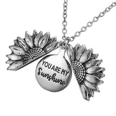 Sunflower Necklace Supplies Floral Applicable Letter Decor Pendent Chic Widely Shaped Exquisite Jewelry Double-Layer Girl
