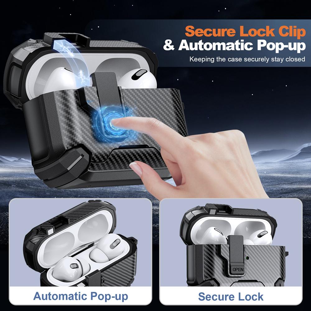 KEYSION Magnetic Automatic Switch Earphone Case for Airpods Pro 3 Pro 2 Shockproof Phone Stand Hook Headphone Cover for AirPods 4