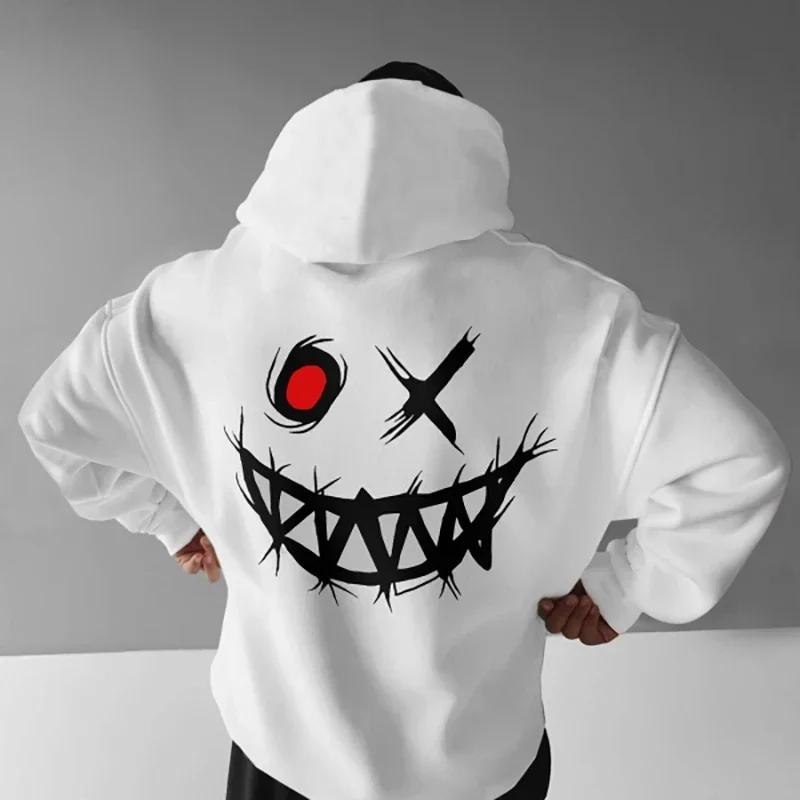 2026 Spring Men's Casual Hooded Sweatshirt with Loose Print Long Sleeve Men's Pullover Sport Shirt Extra Large Men's Shirt
