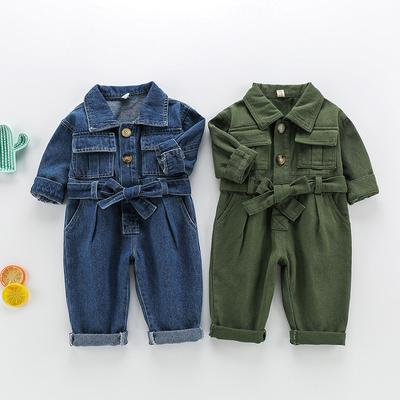 Jarní Dětské Džínové kombinézy Dětské overaly s dlouhým rukávem Dětská móda Džíny Volné kalhoty Chlapečci Dívčí outfit