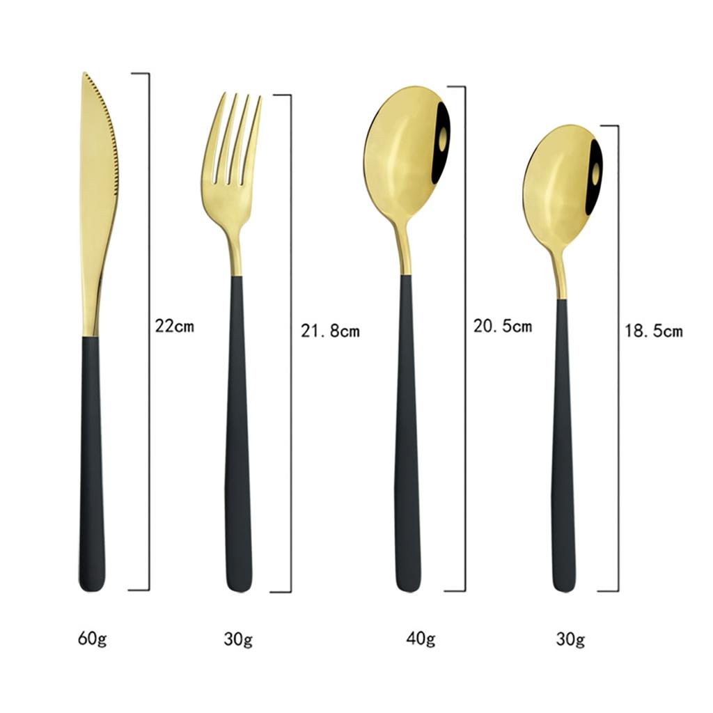 4Pcs/Set Knife Fork Spoon Dinnerware Cutlery Set 304 Stainless Steel Tableware Flatware Set Black Gold Set Kitchen Dining Silverware Set