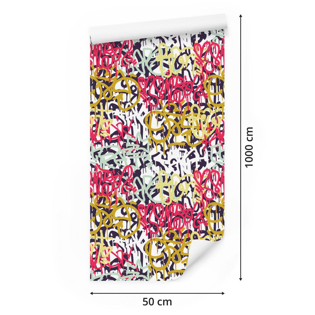 Graffiti wallpaper in various colors for living room and bedroom 50x1000