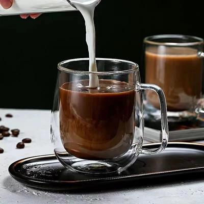 150ML/250ML Double Wall Glass Coffee Cup Heat Resistant High Borosilicate Glass Mug with Handle Milk Water Cup Clear Cups Gift