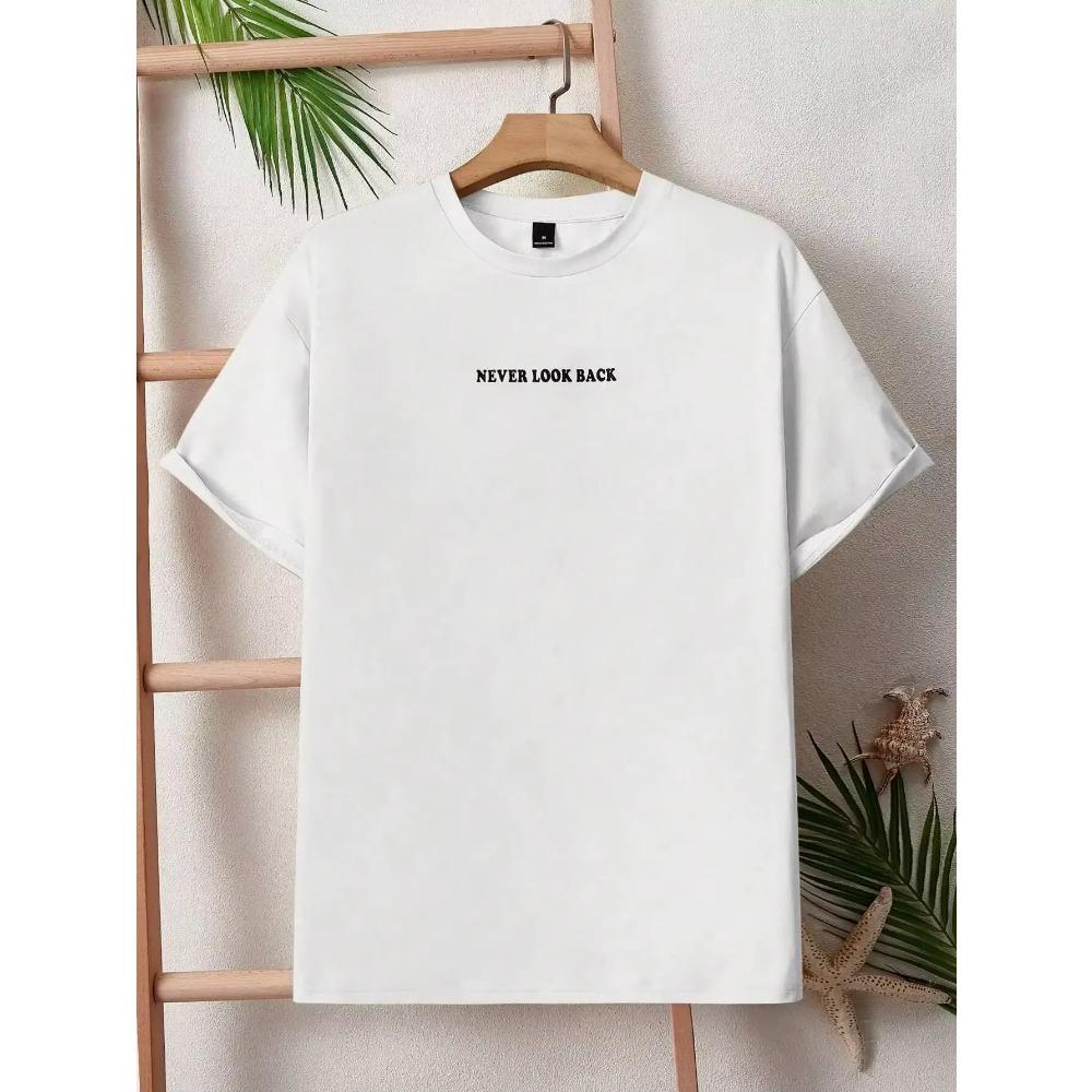 Never Look Back Creative Smile Skull Printing Cartoons Street Print Tshirt Man Loose Tee Clothes Cotton Crewneck Tops T-Shirt