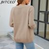 BITCED Autumn/Winter Women's Solid Colour Zip-Up O-Neck Knitted Cardigan