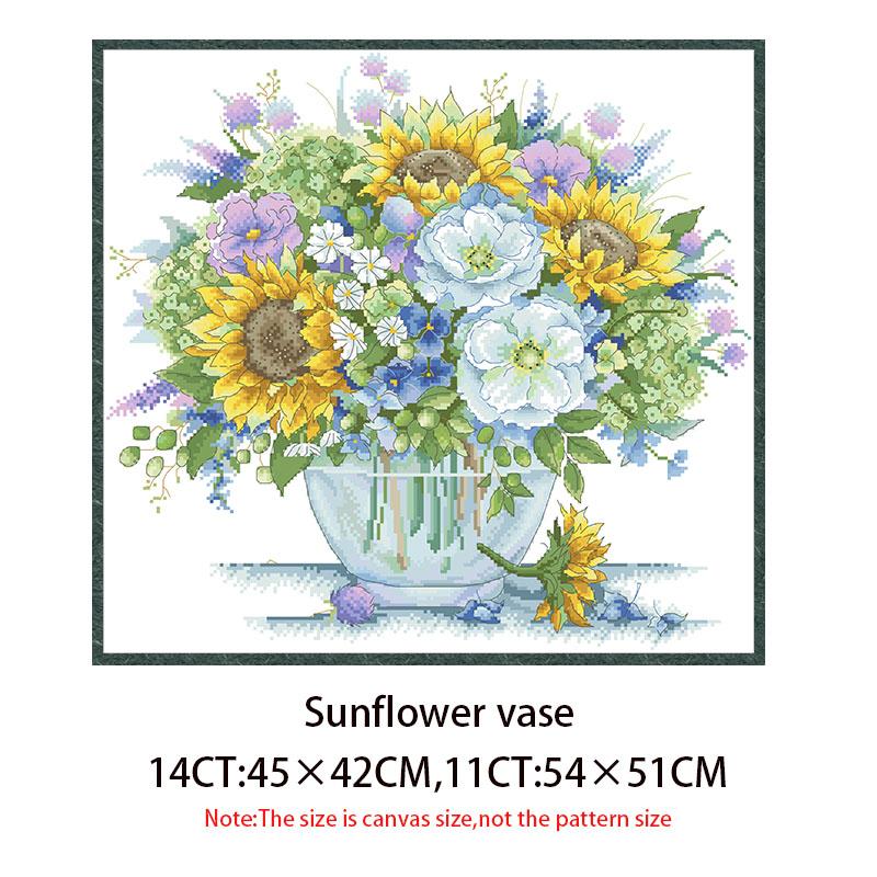 Flower Vase Series Cross Stitch Pattern Kits Embroidery Needlework Sets Unprinted Canvas 11CT14CT DIY Crafts Home Decor Painting