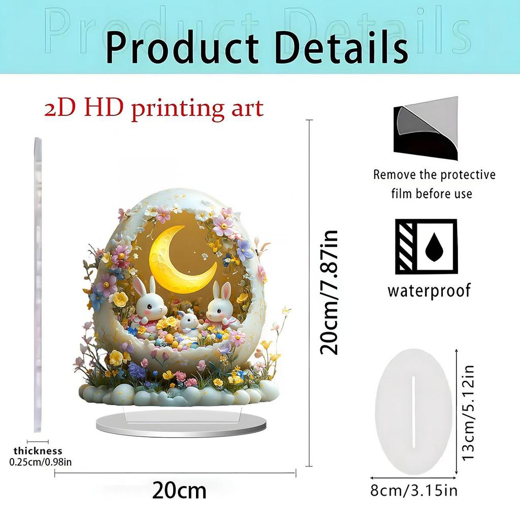 Colorful Rabbit 2D Acrylic Ornament for Easter and Valentine's Day Decor