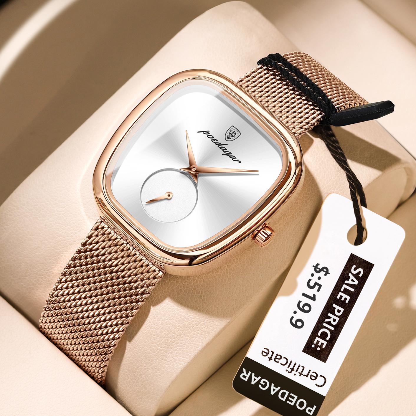 gold Luxury Women s Stainless Steel Mesh Montre Waterproof Ladies Quartz Watch 783