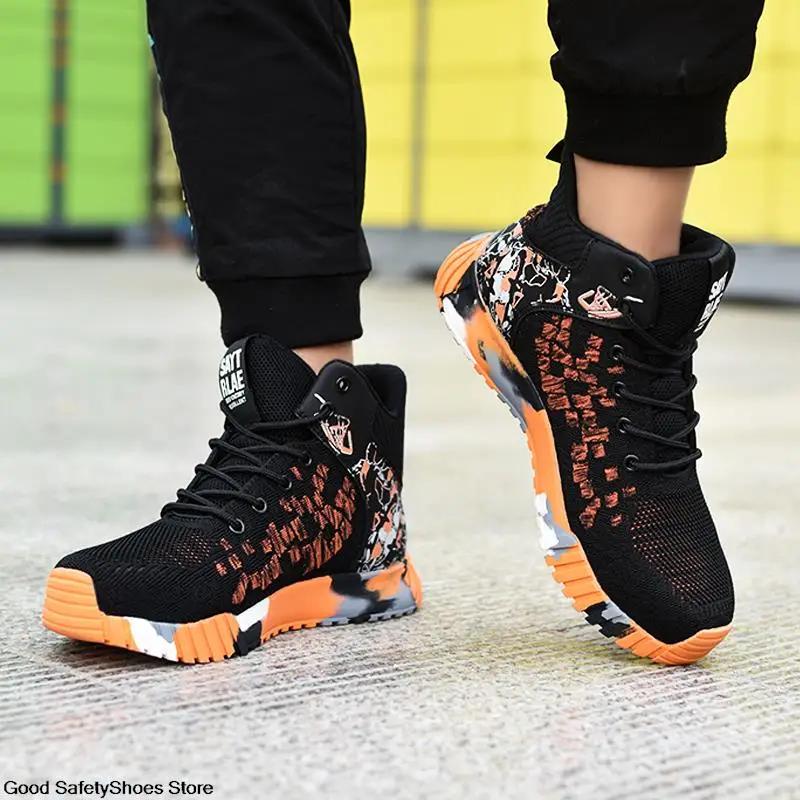Fashion Work Safety Boots Men Work Shoes Steel Toe Safety Shoes Men Lightweight Indestructible Boots Anti-puncture Work Sneakers Male