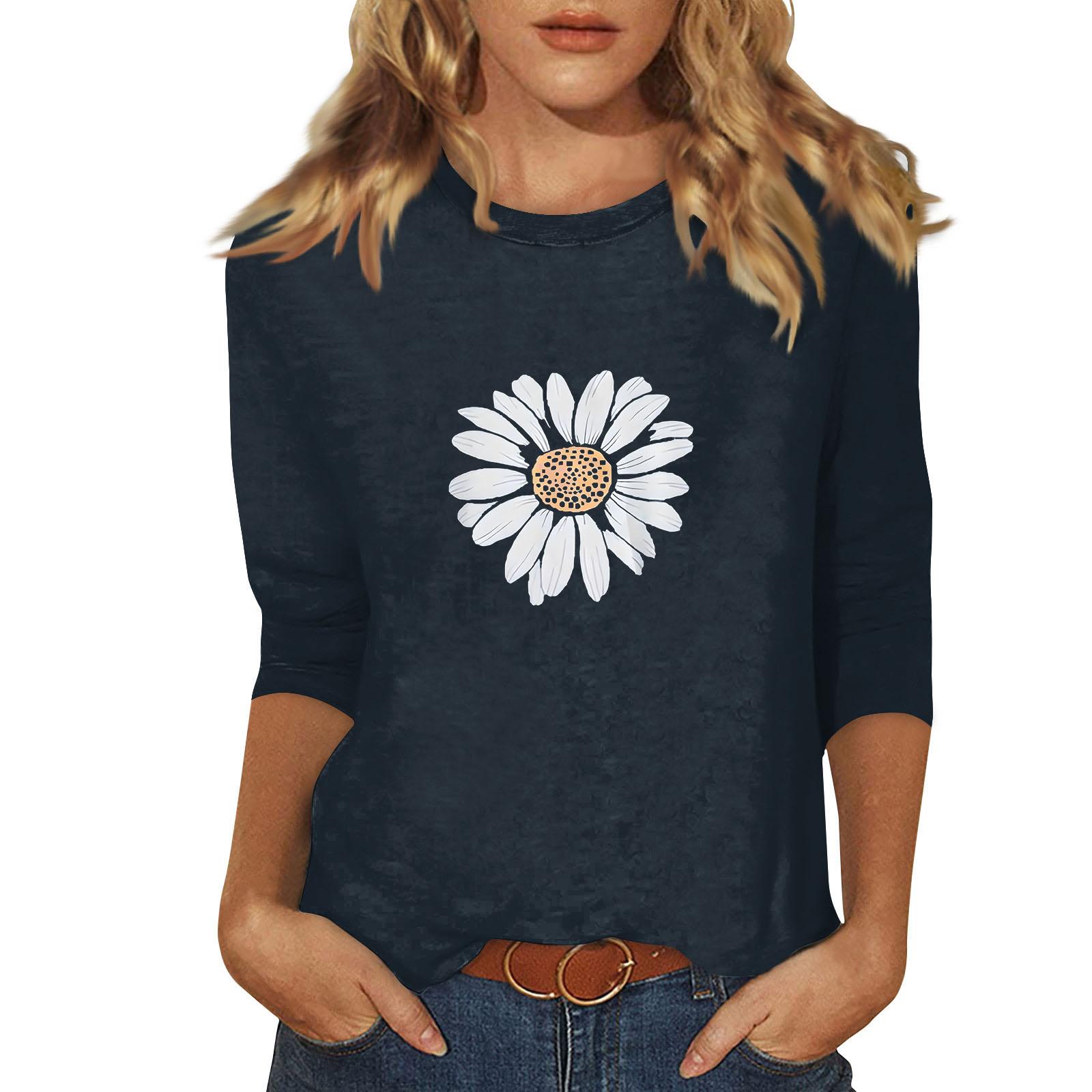 

Women s O-neck 3/4 Sleeve Striped Print Top S