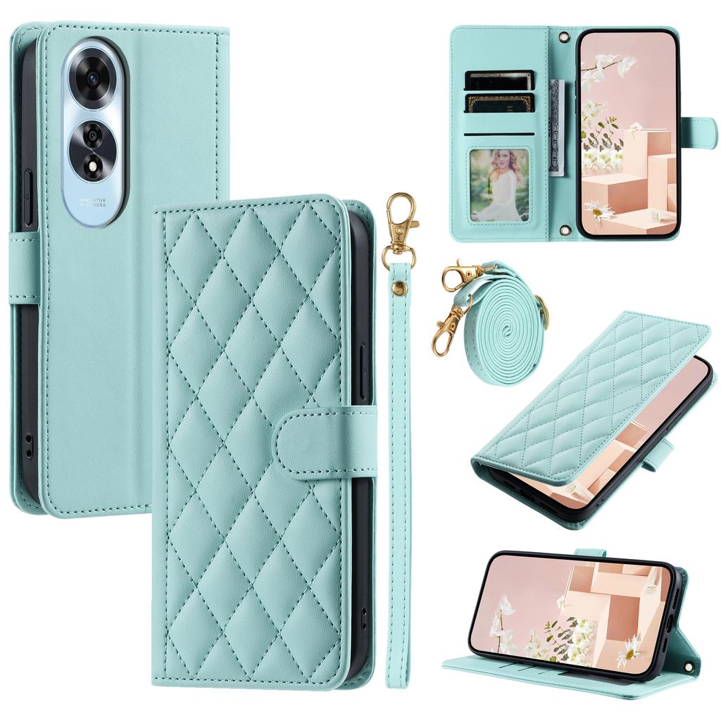 For Oppo A60 4G Wallet Case Rhombus Grid PU Leather Phone Cover