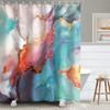 Blue Marble Shower Curtain, Abstract Teal Navy Ombre Striped Design With Hooks