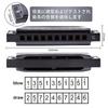 East Top Harmonica for Blues Stainless C 10 20 ABS Chrome Phosphor Bronze Cleaning Cloth High Suitable for Learning and Black Beginners, Harmonica,