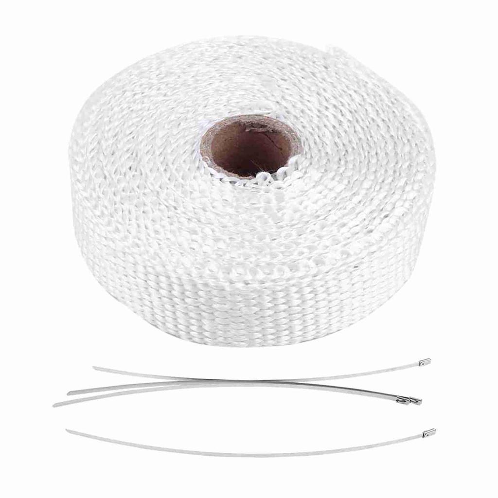 5m Car Insulation Tape Exhaust Heat Wrap with 4 Stainless Steel Cable Ties Black
