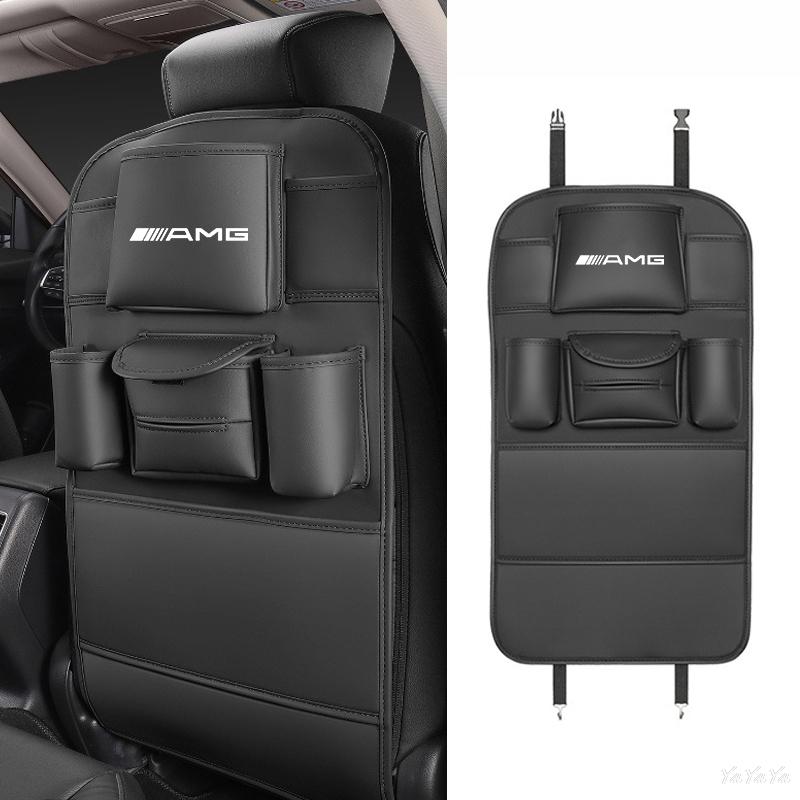 Luxus-Leder-Autositz-Rückenlehnen-Schutzmatte Anti-Kick-Pad Aufbewahrungstasche Für Mercedes Benz AMG W204 W205 W203 W211 W212 W213 Aufkleber AT5