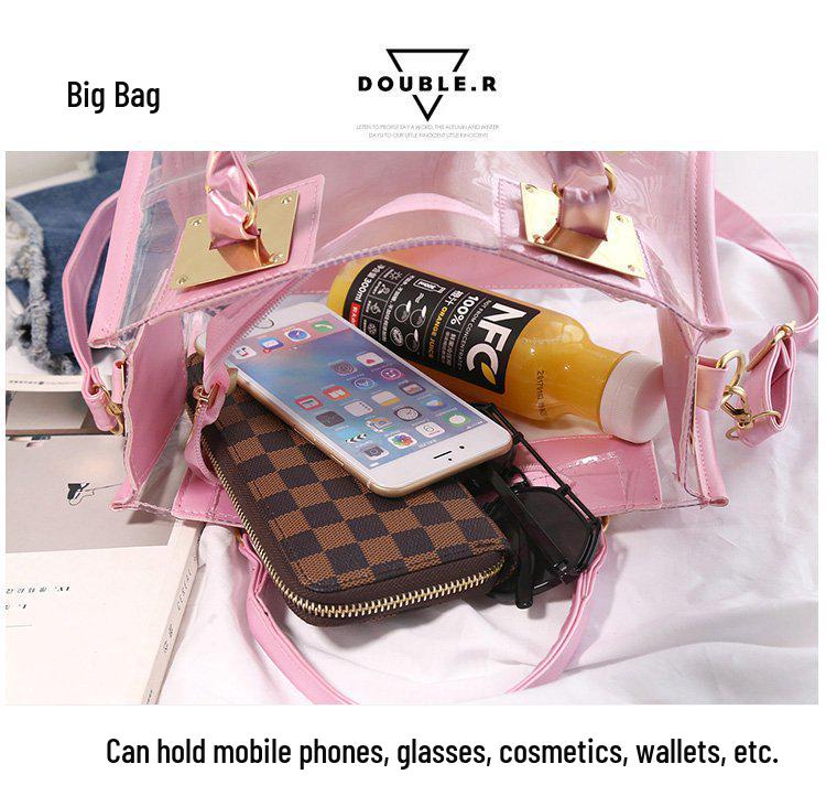 2025 Summer Women's Beach Bag: Korean Style Transparent Jelly Crossbody & Shoulder Mother-Child Handbag
