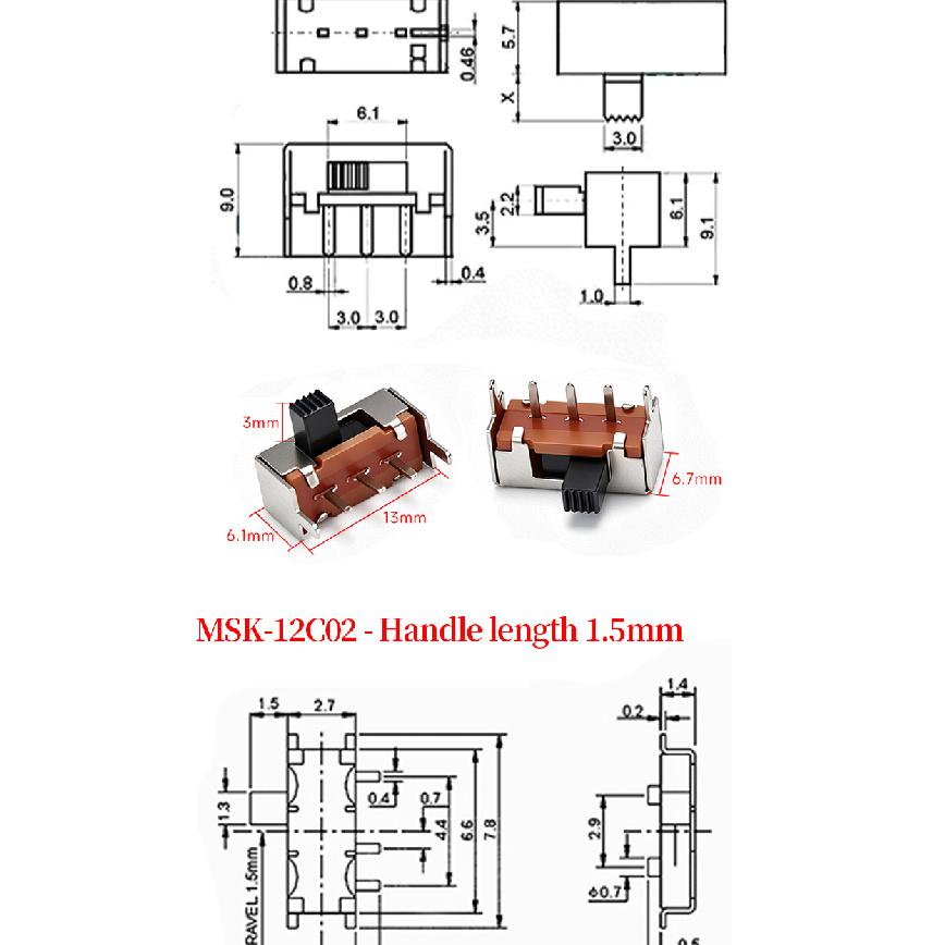 5PCS Mini SPDT Slide Toggle Switch Handle 3/5mm MSS-22D18 SS-12D00 SK-22D07 MSK-12C02 SS-12F44 MSK23D19 - Electronic Component Switches4