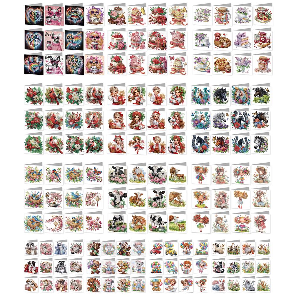 12PCS Color Theme DIY Diamond Painting Greeting Card Set with Envelope Diamond Art Greeting Cards for Festivals and Celebrations