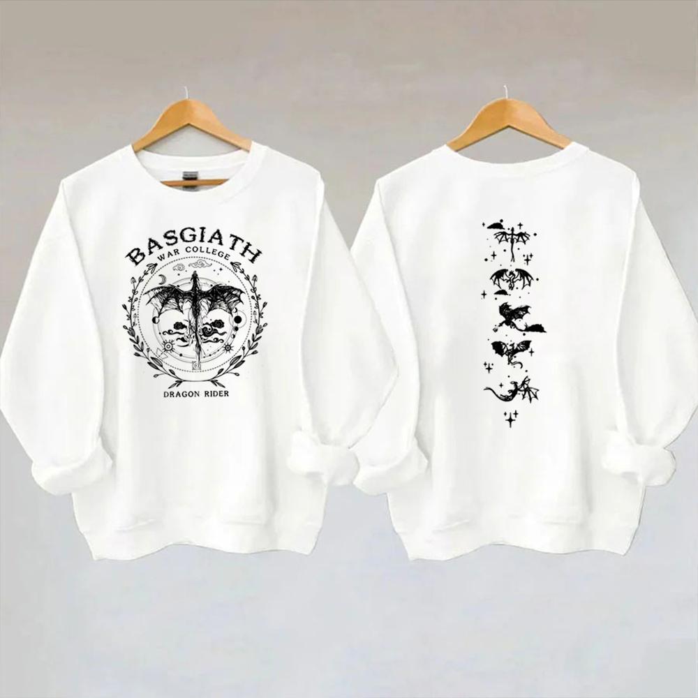 Unisex zlatá mikina Dragon Fourth Wing Basgiath War College Oboustranná mikina Dragon Rider Bookish Svetr Trendy Fans Mikiny