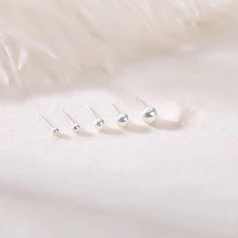 925 Silver Stud Earrings for Women Silver Earrings Multiple Piercings 5 Pairs Earrings Set 2mm 3mm 4mm 5mm 6mm