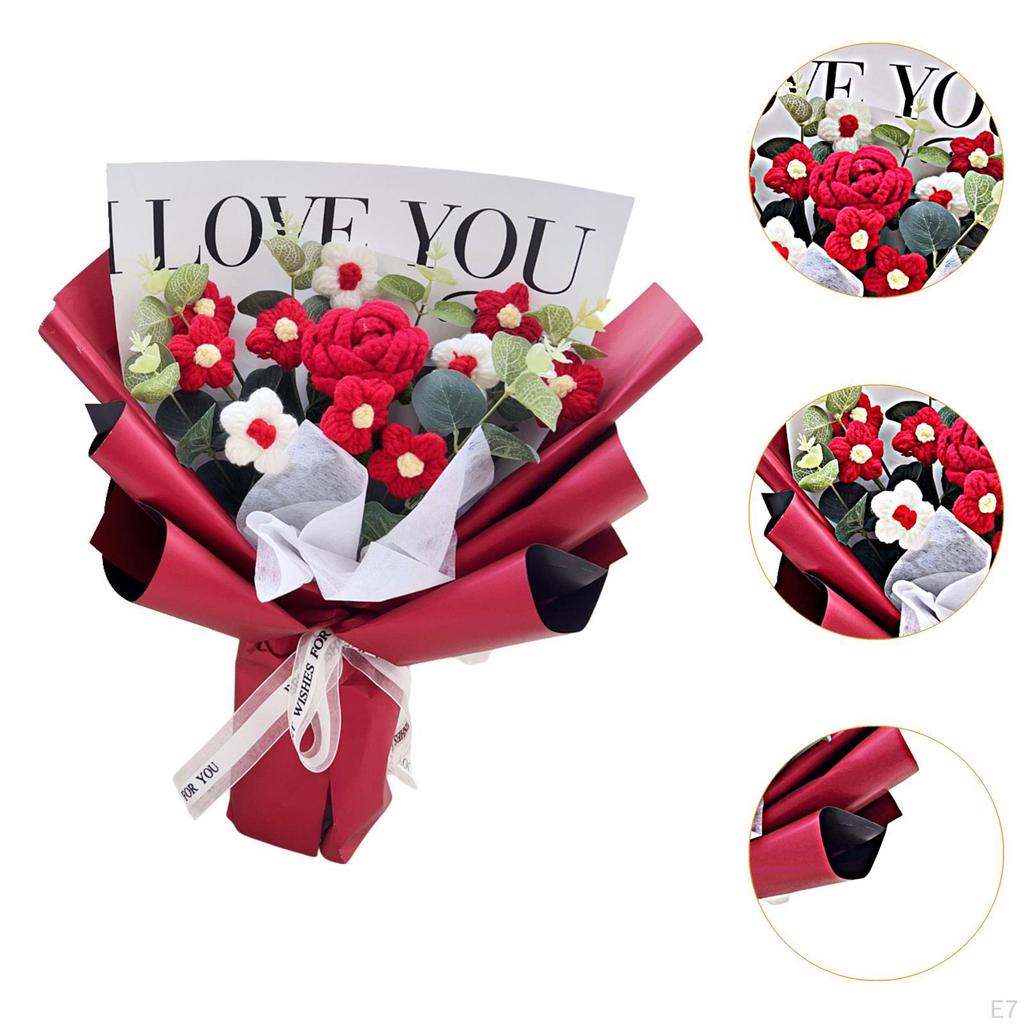 Artificial Flower Bouquet Crochet Design for Holiday Table Centerpiece Gift From Kids
