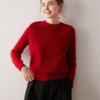 2025 Autumn/Winter Women's Pure Cashmere Round Neck Sweater - Saddle Shoulder, Thickened, Loose Fit, Slimming Knit Base Layer