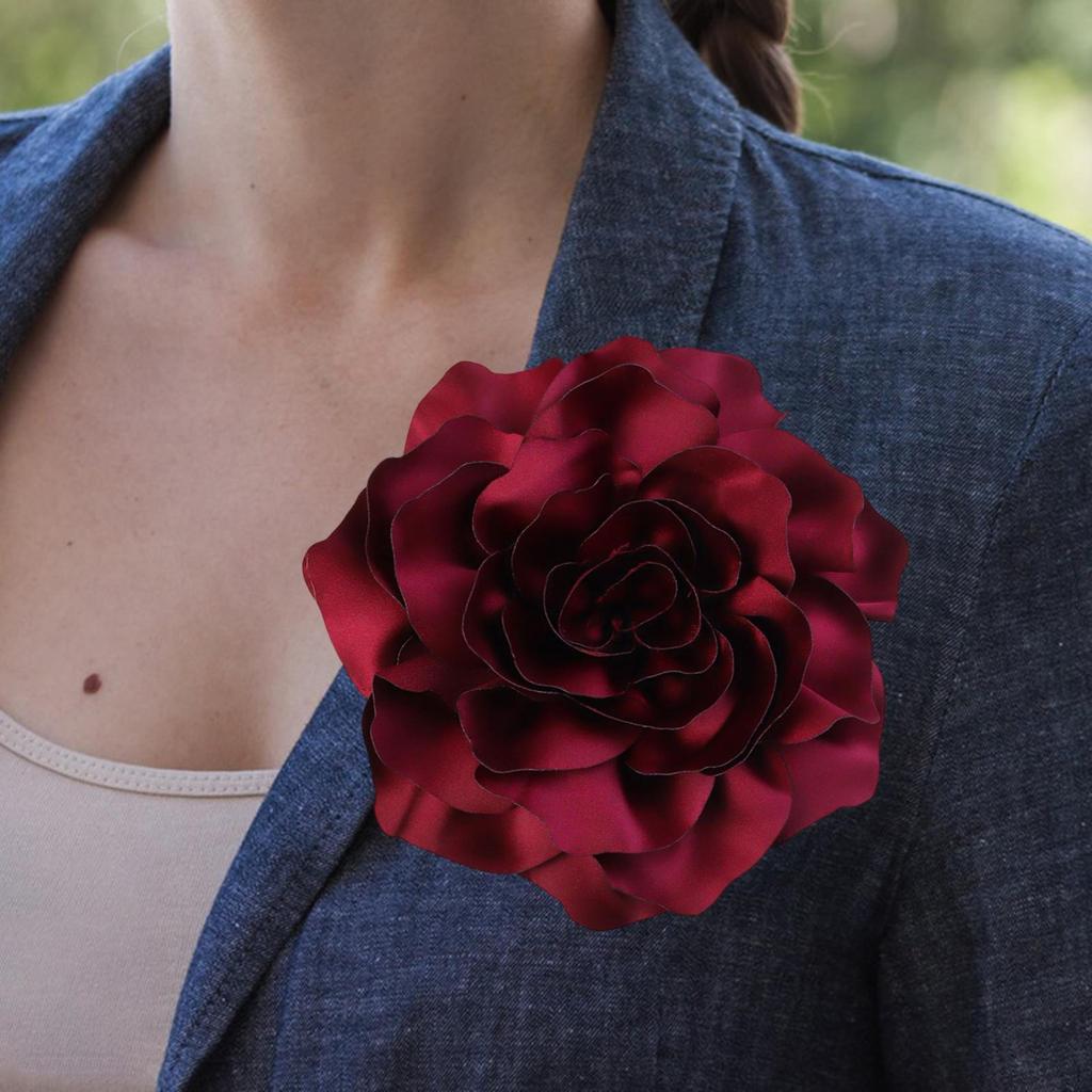 Flower Brooch Pin Boutonniere Classic Diameter 20cm with Clip Decorative Corsage Lapel for