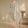 Real Shot Summer New Large Size Straight Skirt Thin Cotton and Linen Dress Women's Clothing