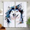Blackout Heat Insulation Curtains Dream Starry Sky Wolf Print Curtains Children's Room Living Room Outdoor Decorative Curtains