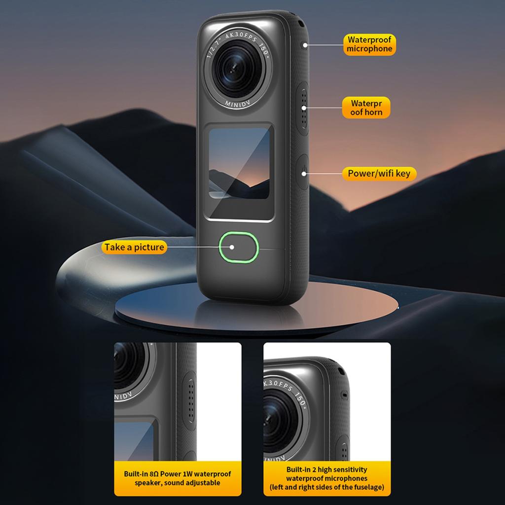 4K Action Camera Sports Camera with WiFi 150 Wide Angle Lens 1.4 Inch   IPX6 Waterproo Support Smartphone APP Control, Record 4K High Reso
