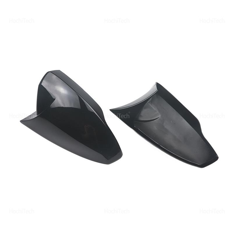 For Volkswagen Polo AW BZ 2017 2018 2019 2020 2021 2022 2023 2x Horn Style Add-on Rearview Mirror Cover Glossy Black